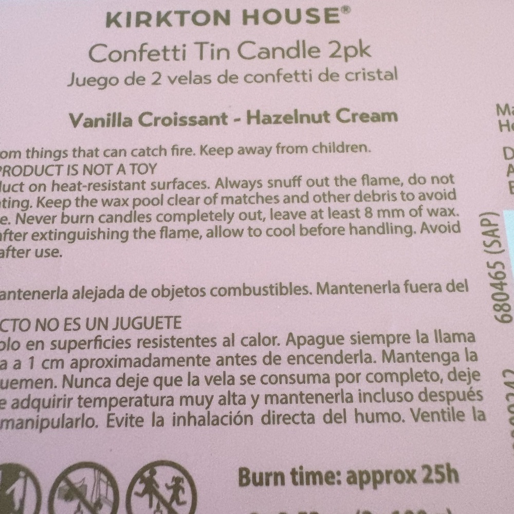 Kirkton House NWT Confetti Tin Candle Set of 2. Red/ Hazelnut & White/ Vanilla - Picture 5 of 6